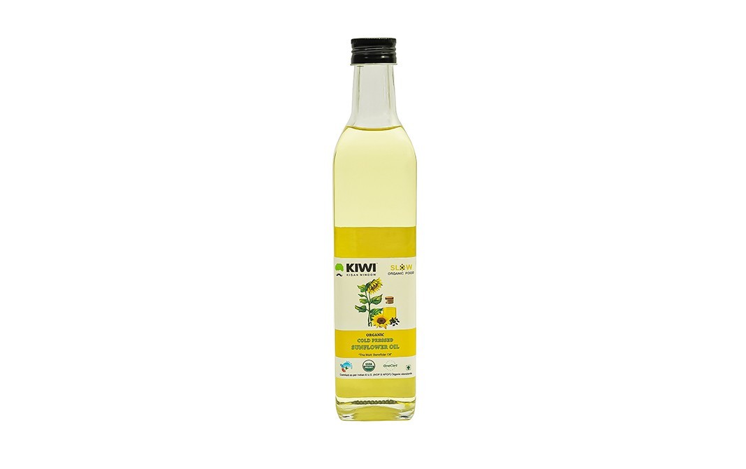 Kiwi Kisan Window Organic Cold Pressed Sunflower Oil   Plastic Bottle  500 millilitre